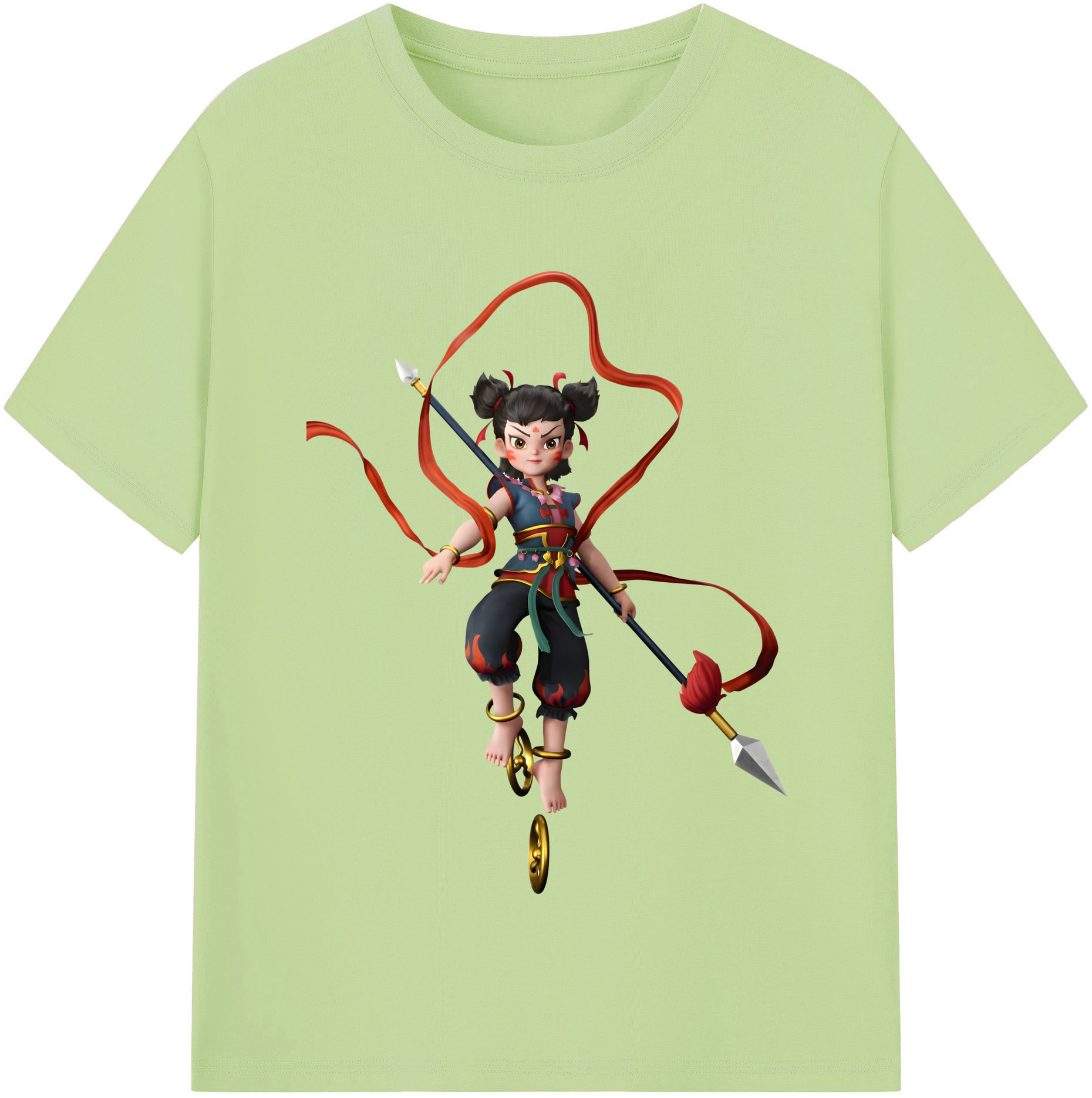 （画像用） Ne Zha 2 ナタ 魔童の大暴れ 綿100％半袖Tシャツ（フロントプリント）